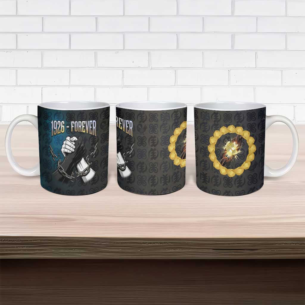 1926 Forever Black History Month Ceramic Mug Broken Chains Freedom Adinkra Symbol