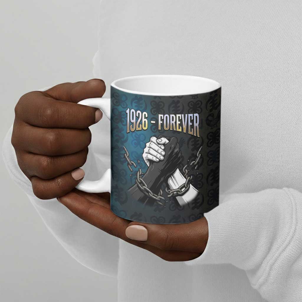 1926 Forever Black History Month Ceramic Mug Broken Chains Freedom Adinkra Symbol