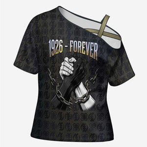 1926 Forever Black History Month Cross Shoulder Shirt Broken Chains Freedom Adinkra Symbol