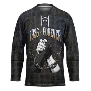 1926 Forever Black History Month Hockey Jersey Broken Chains Freedom Adinkra Symbol
