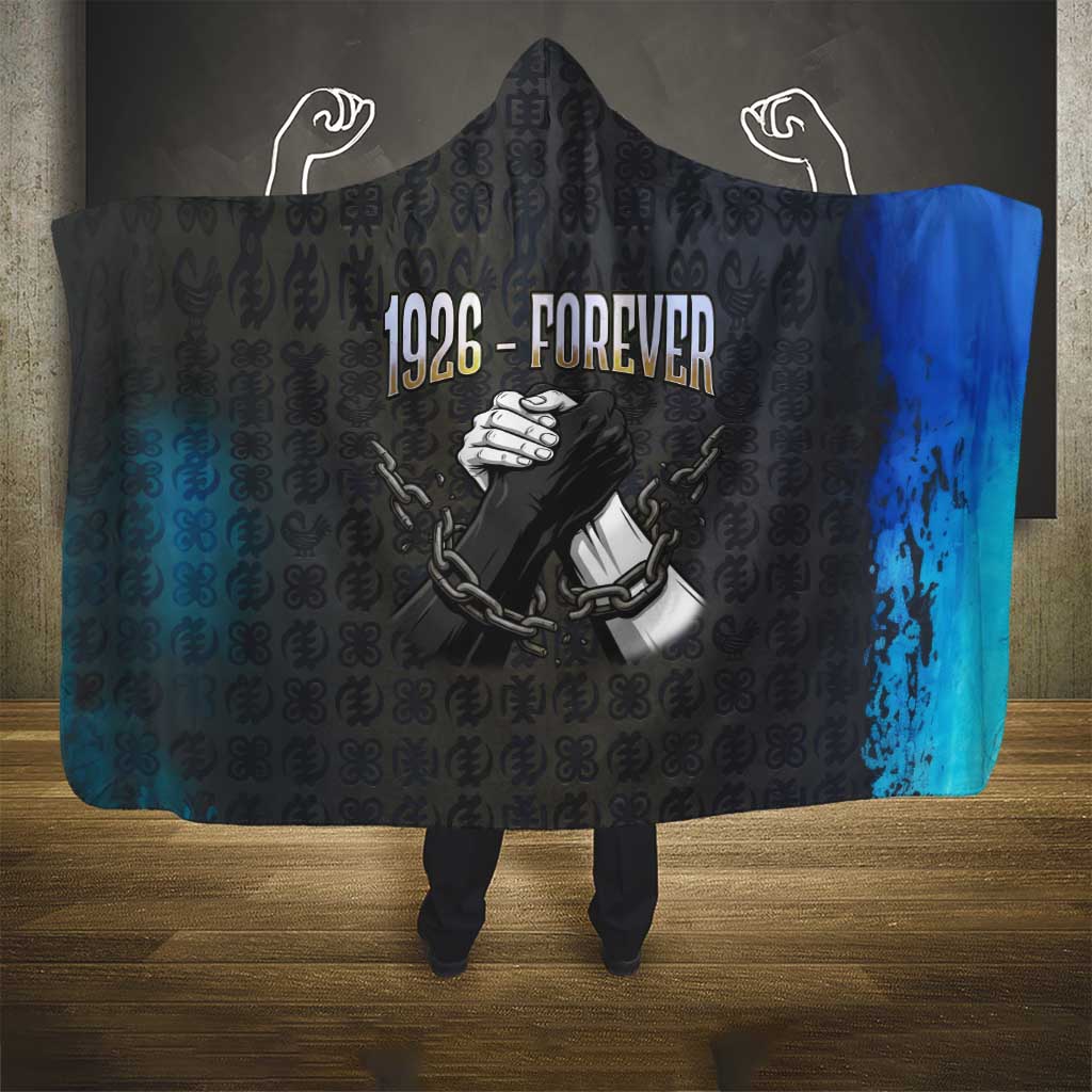 1926 Forever Black History Month Hooded Blanket Broken Chains Freedom Adinkra Symbol