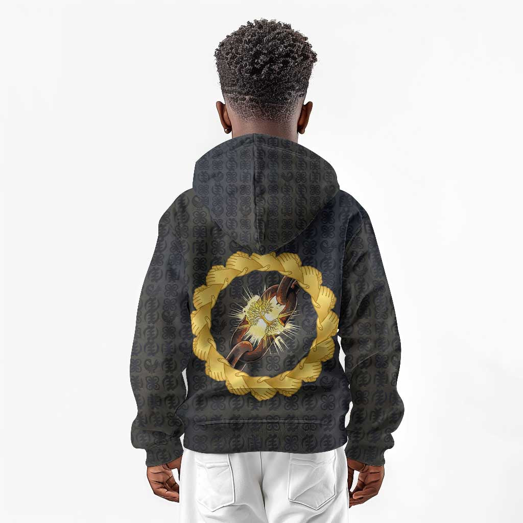 1926 Forever Black History Month Kid Hoodie Broken Chains Freedom Adinkra Symbol