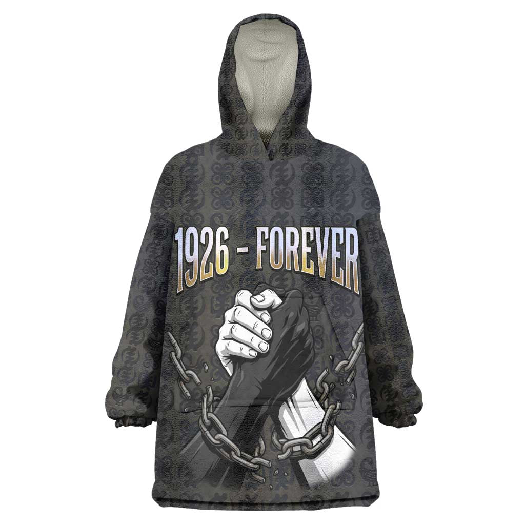 1926 Forever Black History Month Kid Wearable Blanket Hoodie Broken Chains Freedom Adinkra Symbol