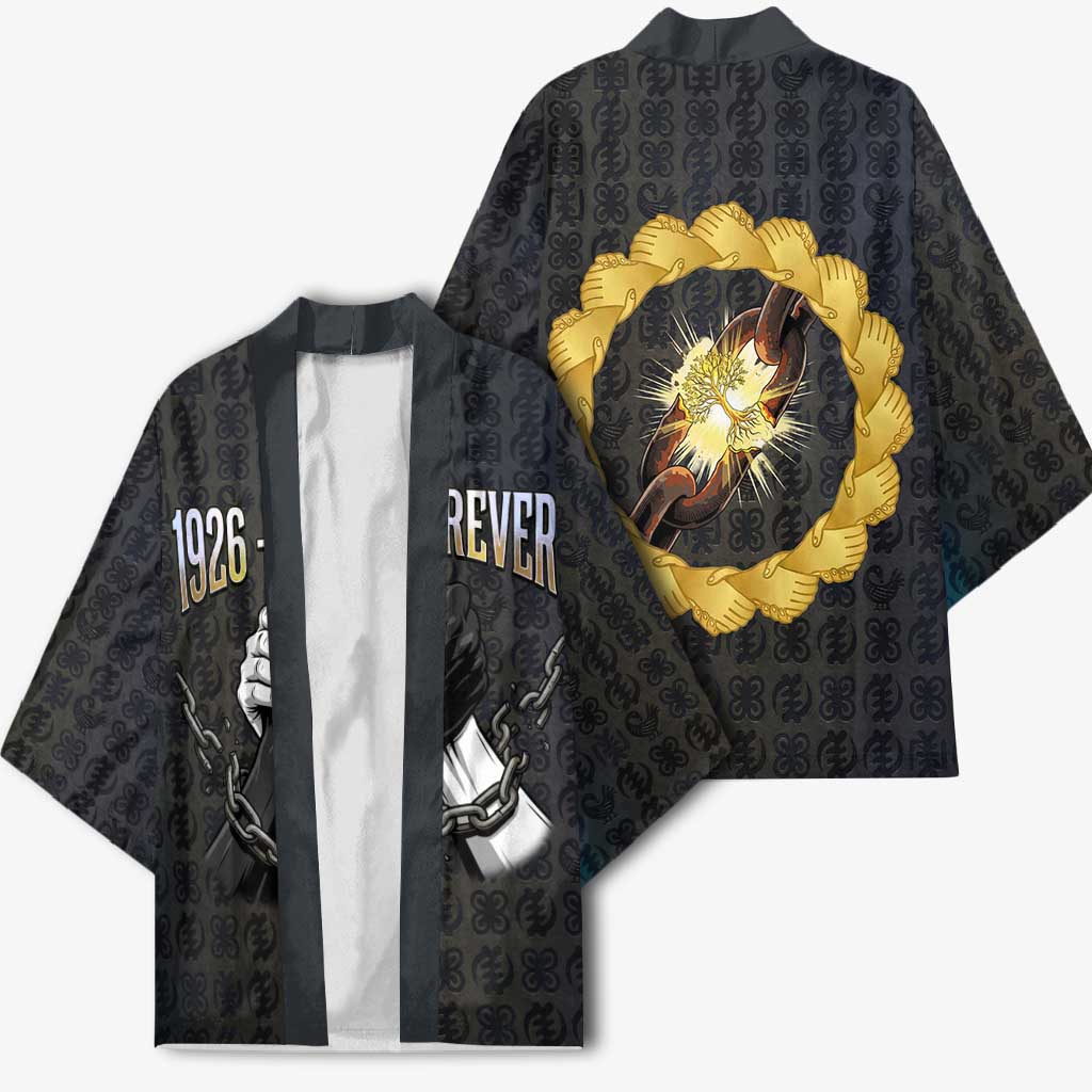 1926 Forever Black History Month Kimono Broken Chains Freedom Adinkra Symbol