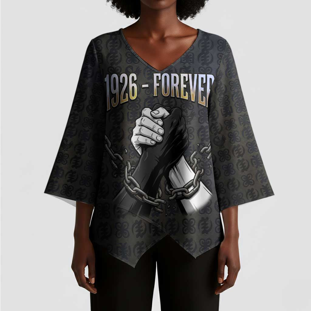 1926 Forever Black History Month Kimono Sleeve Blouse Broken Chains Freedom Adinkra Symbol