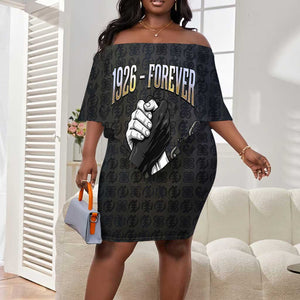 1926 Forever Black History Month Off Shoulder Short Dress Broken Chains Freedom Adinkra Symbol