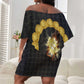 1926 Forever Black History Month Off Shoulder Short Dress Broken Chains Freedom Adinkra Symbol