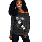 1926 Forever Black History Month Off Shoulder Sweater Broken Chains Freedom Adinkra Symbol