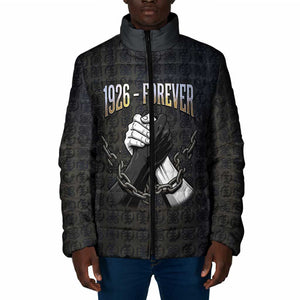 1926 Forever Black History Month Padded Jacket Broken Chains Freedom Adinkra Symbol