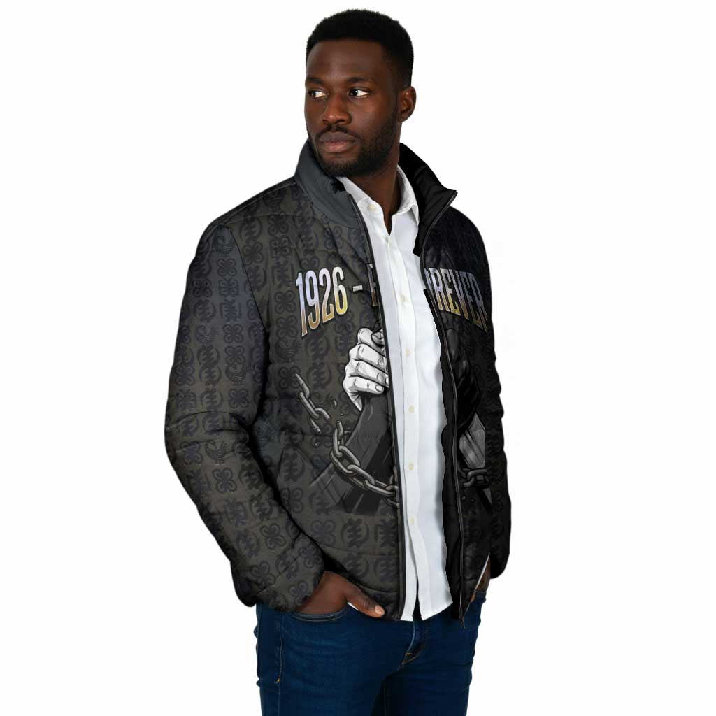1926 Forever Black History Month Padded Jacket Broken Chains Freedom Adinkra Symbol