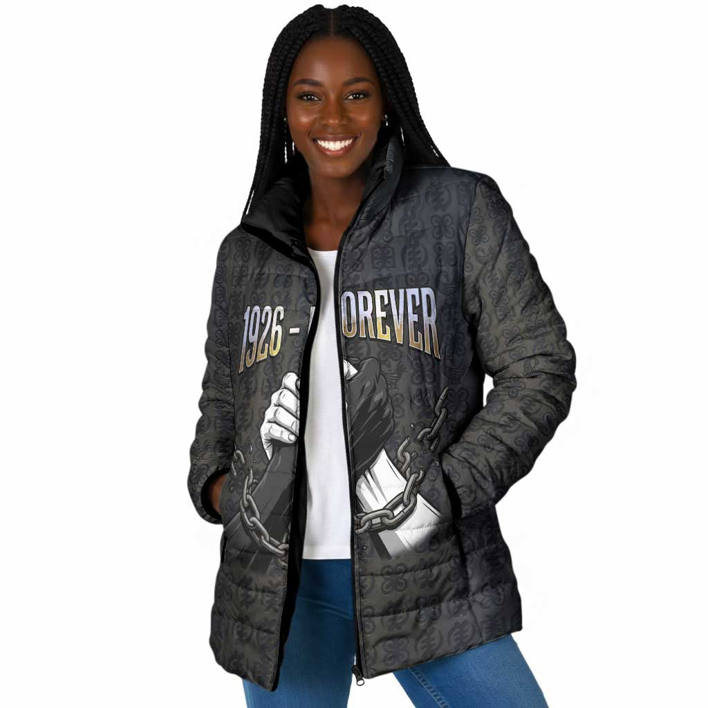 1926 Forever Black History Month Padded Jacket Broken Chains Freedom Adinkra Symbol