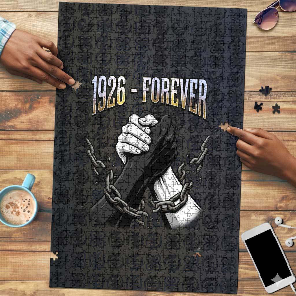 1926 Forever Black History Month Puzzle Broken Chains Freedom Adinkra Symbol