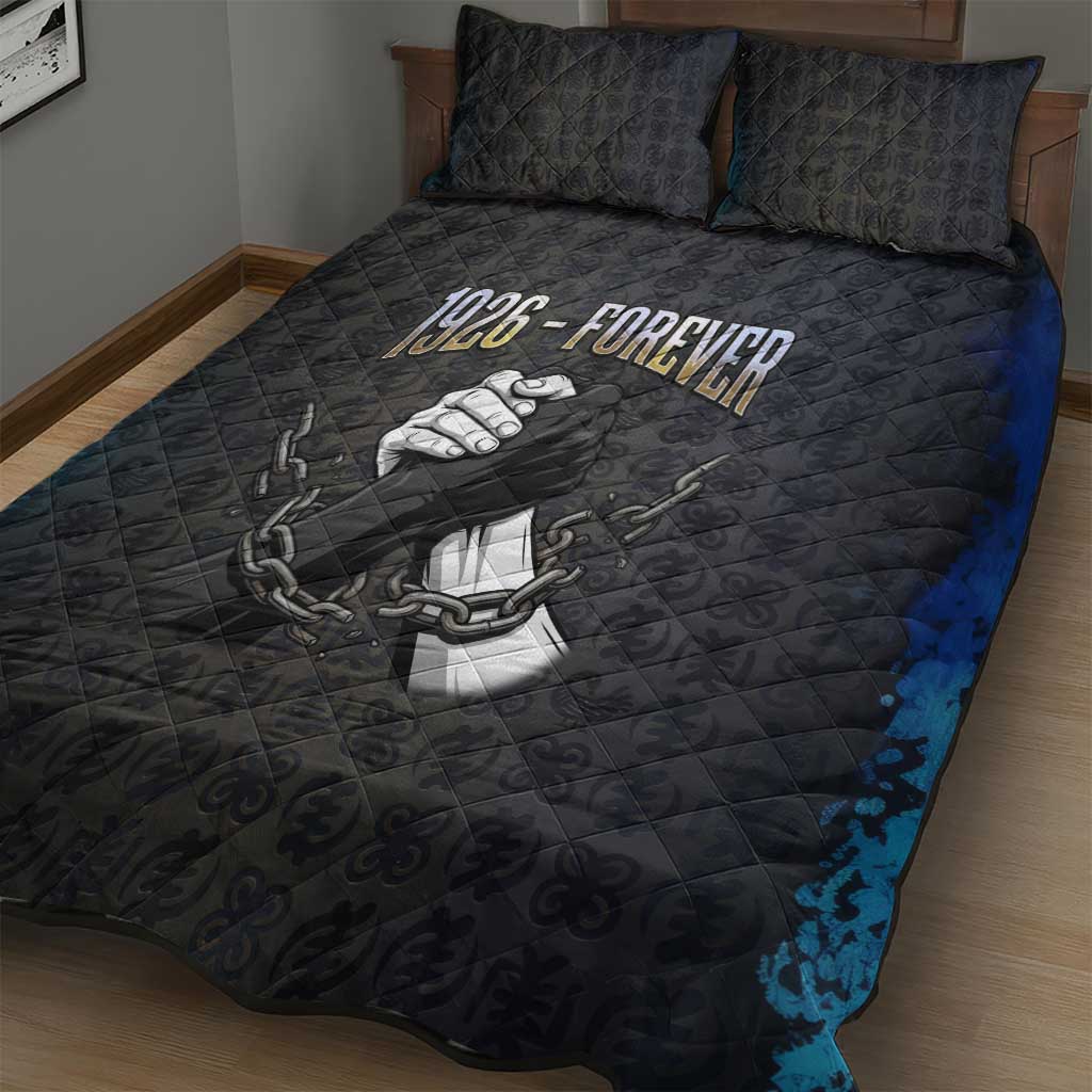 1926 Forever Black History Month Quilt Bed Set Broken Chains Freedom Adinkra Symbol
