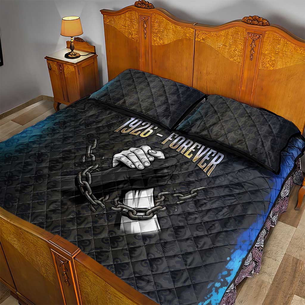 1926 Forever Black History Month Quilt Bed Set Broken Chains Freedom Adinkra Symbol