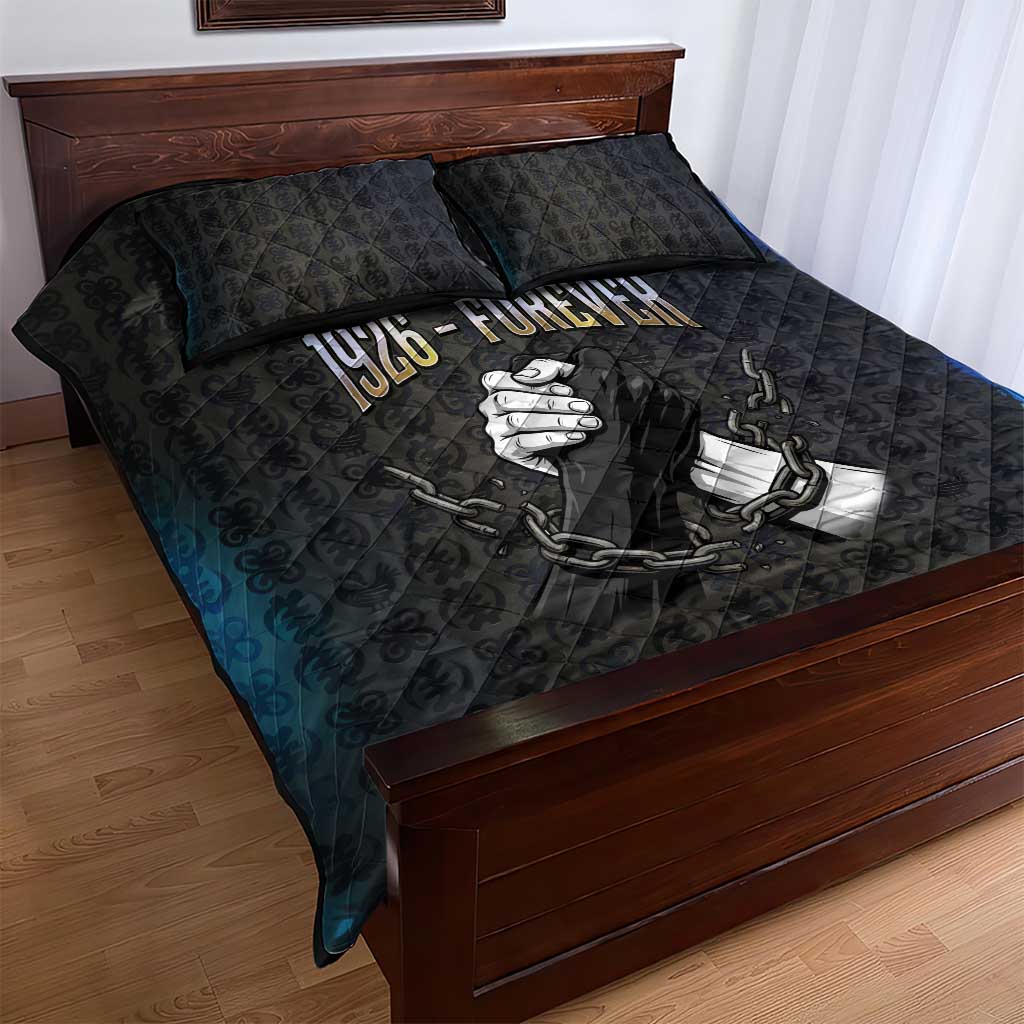 1926 Forever Black History Month Quilt Bed Set Broken Chains Freedom Adinkra Symbol