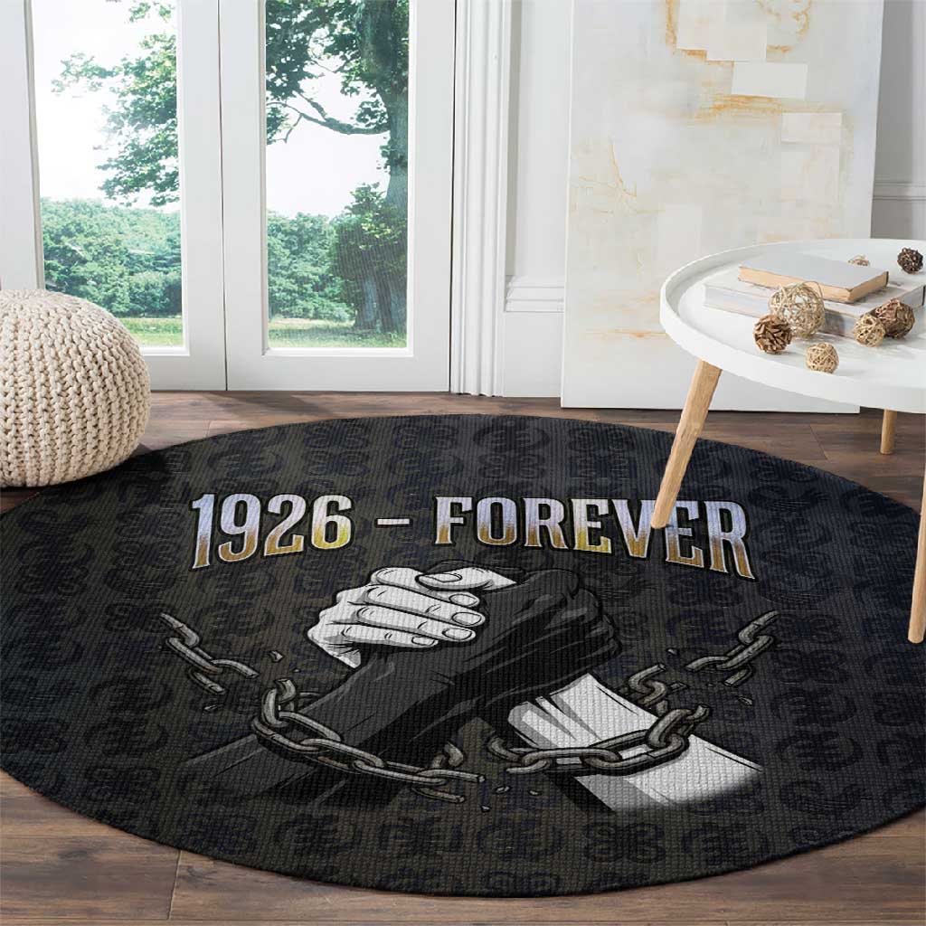 1926 Forever Black History Month Round Carpet Broken Chains Freedom Adinkra Symbol