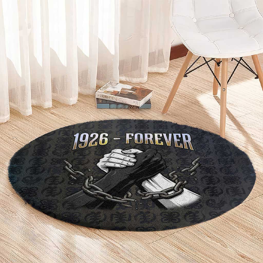 1926 Forever Black History Month Round Carpet Broken Chains Freedom Adinkra Symbol