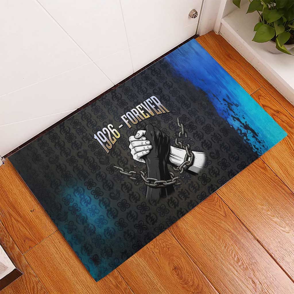1926 Forever Black History Month Rubber Doormat Broken Chains Freedom Adinkra Symbol