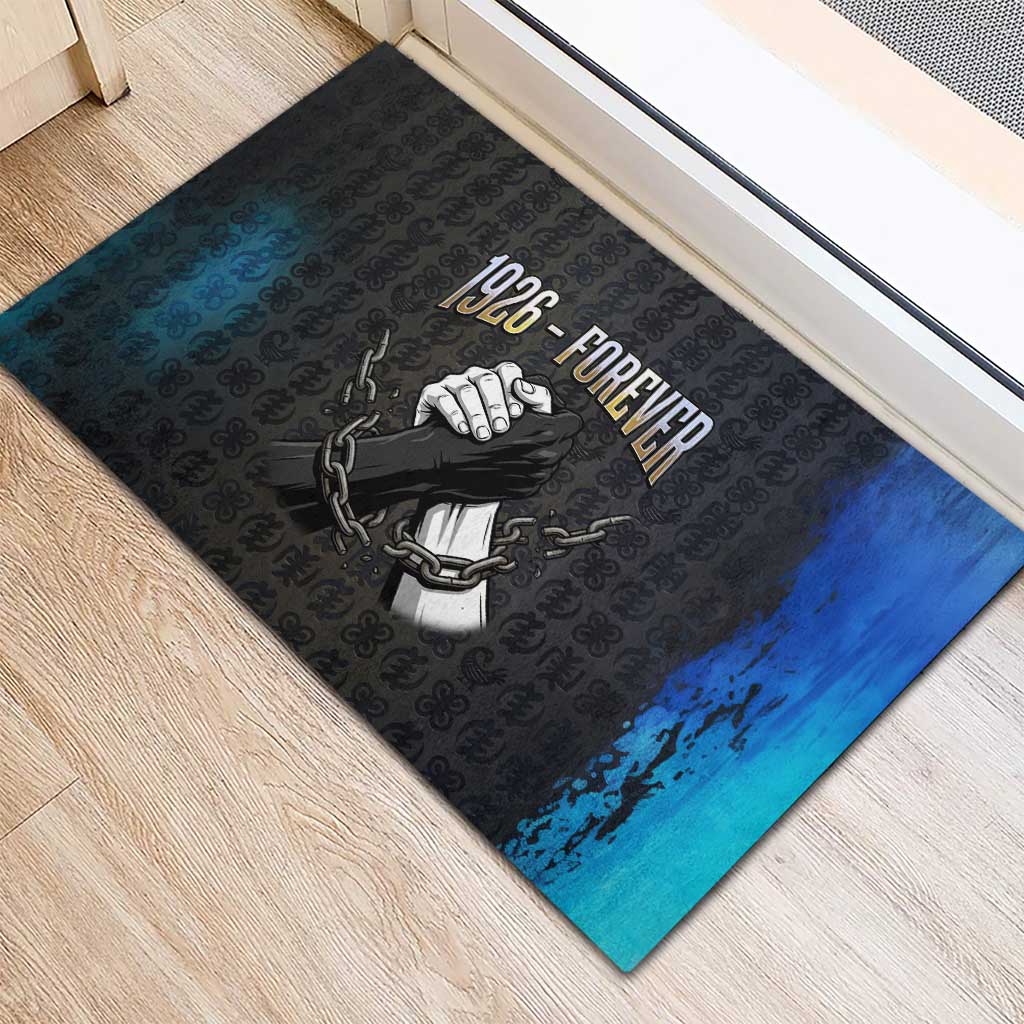 1926 Forever Black History Month Rubber Doormat Broken Chains Freedom Adinkra Symbol