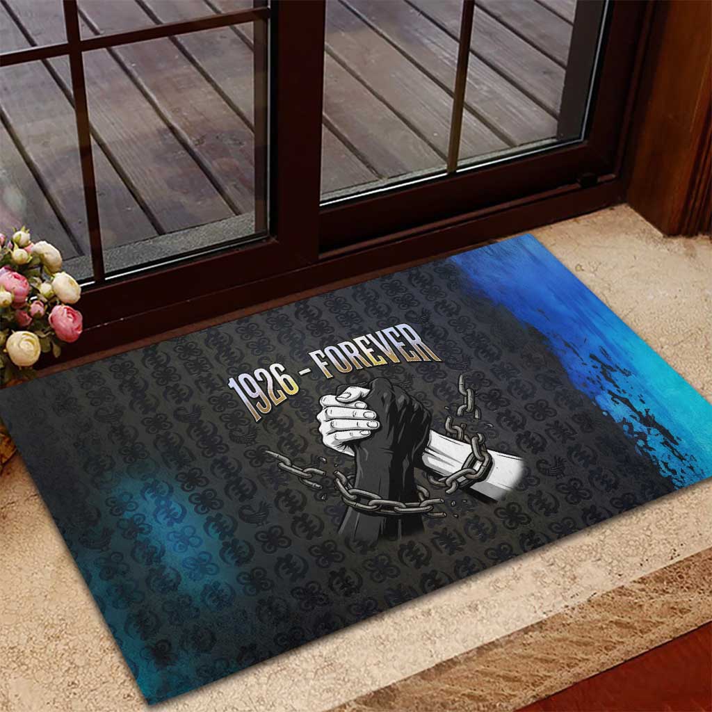 1926 Forever Black History Month Rubber Doormat Broken Chains Freedom Adinkra Symbol