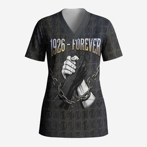 1926 Forever Black History Month Scrub Top Broken Chains Freedom Adinkra Symbol