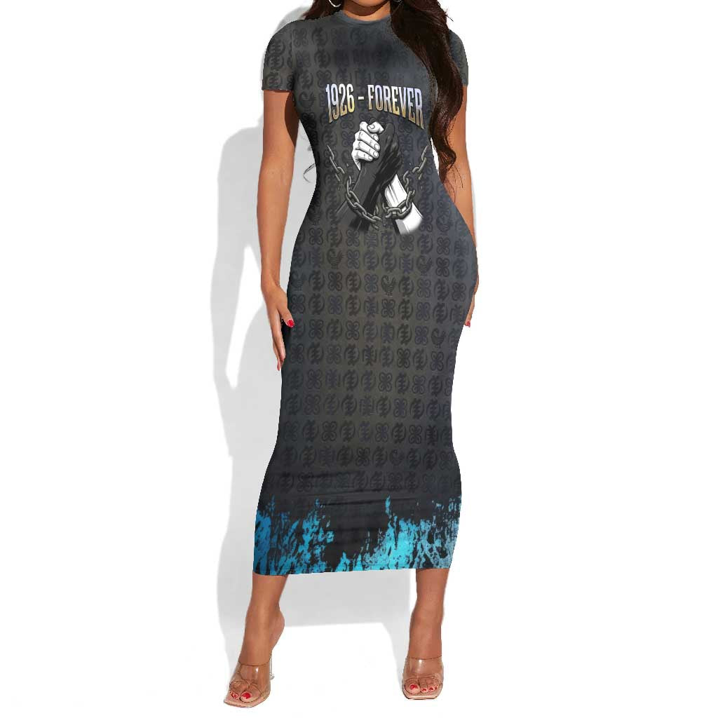 1926 Forever Black History Month Short Sleeve Bodycon Dress Broken Chains Freedom Adinkra Symbol