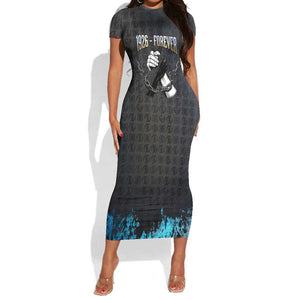 1926 Forever Black History Month Short Sleeve Bodycon Dress Broken Chains Freedom Adinkra Symbol