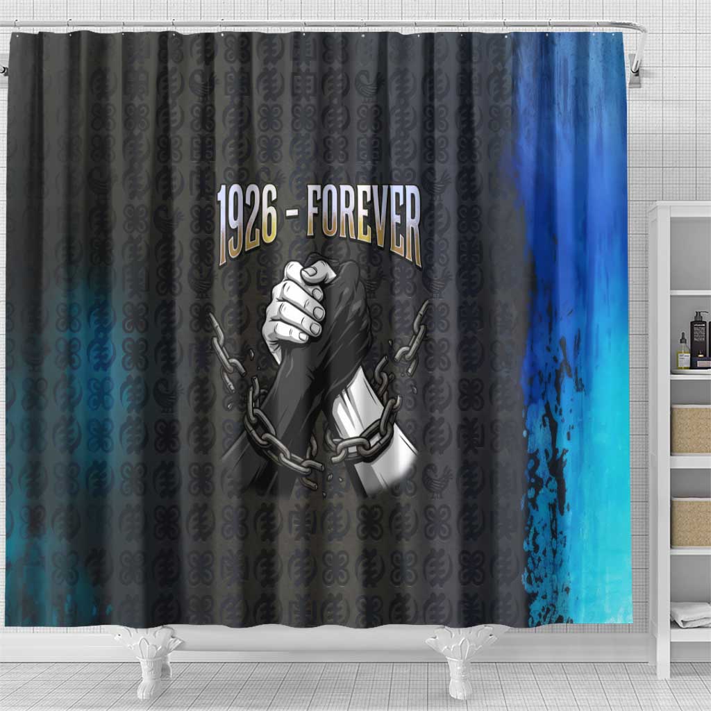 1926 Forever Black History Month Shower Curtain Broken Chains Freedom Adinkra Symbol