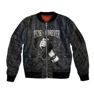 1926 Forever Black History Month Sleeve Zip Bomber Jacket Broken Chains Freedom Adinkra Symbol