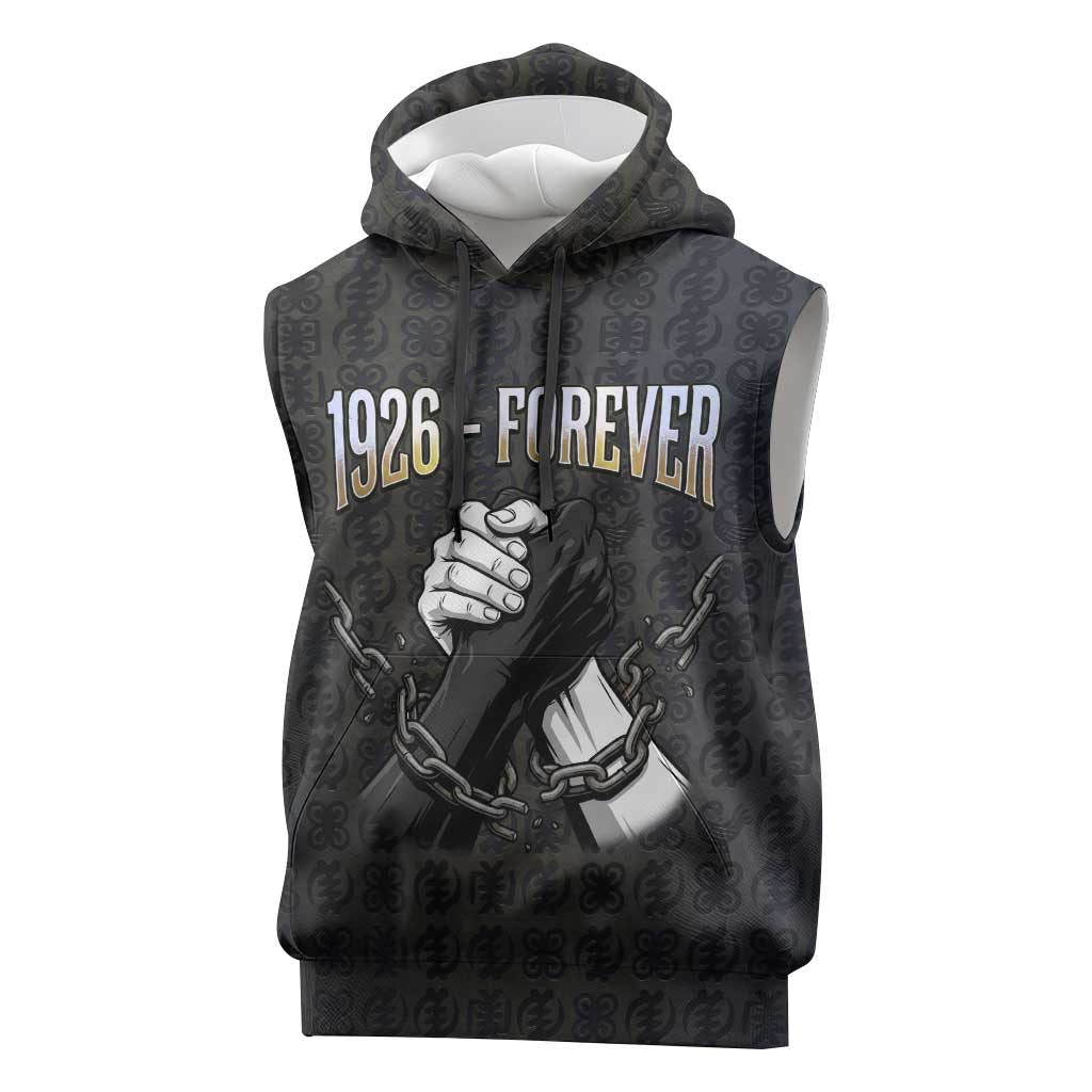 1926 Forever Black History Month Sleeveless Hoodie Broken Chains Freedom Adinkra Symbol