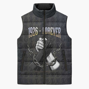 1926 Forever Black History Month Sleeveless Puffer Jacket Broken Chains Freedom Adinkra Symbol
