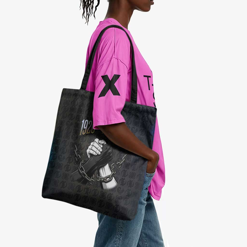 1926 Forever Black History Month Tote Bag Broken Chains Freedom Adinkra Symbol