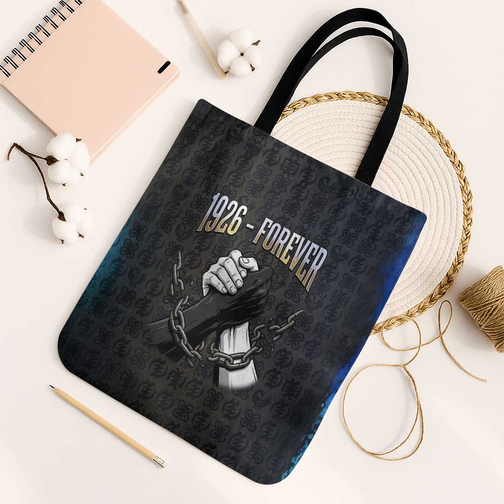 1926 Forever Black History Month Tote Bag Broken Chains Freedom Adinkra Symbol