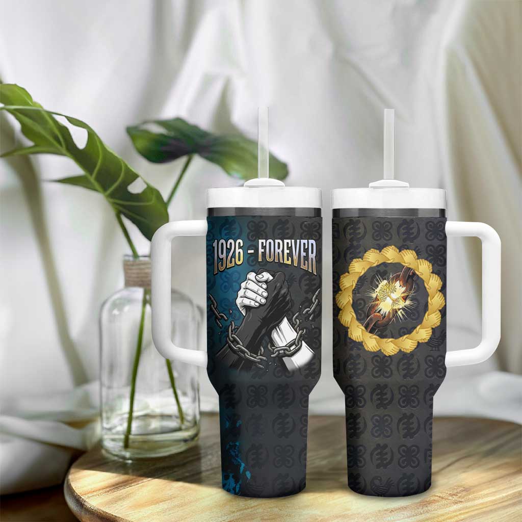 1926 Forever Black History Month Tumbler With Handle Broken Chains Freedom Adinkra Symbol