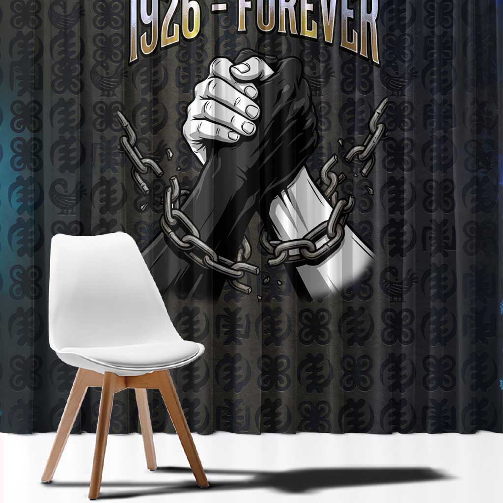 1926 Forever Black History Month Window Curtain Broken Chains Freedom Adinkra Symbol