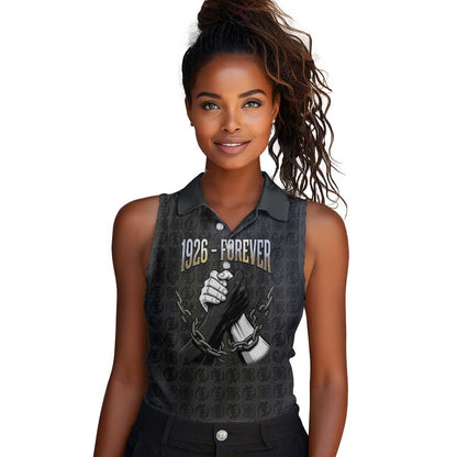 1926 Forever Black History Month Women Sleeveless Polo Shirt Broken Chains Freedom Adinkra Symbol
