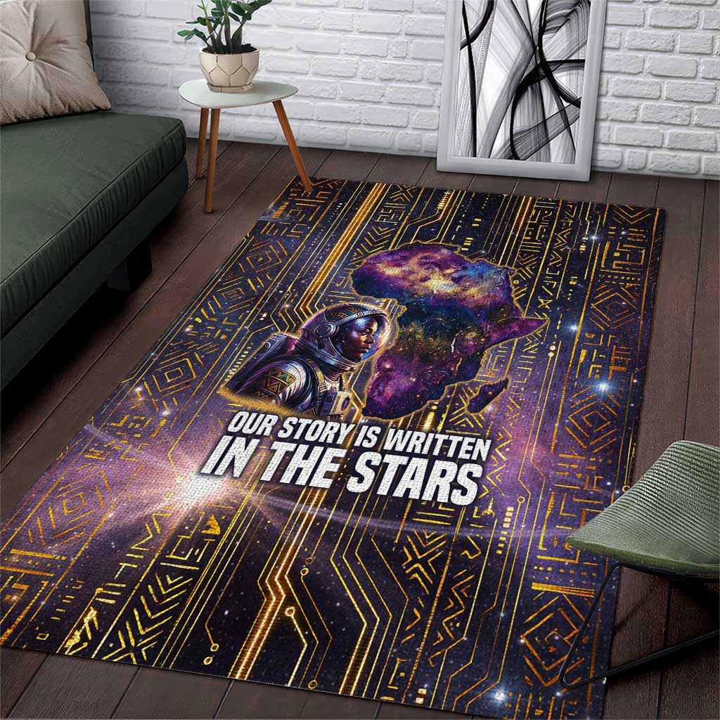 Afrofuturism Legacy Beyond Area Rug African Astronaut Galaxy Mask