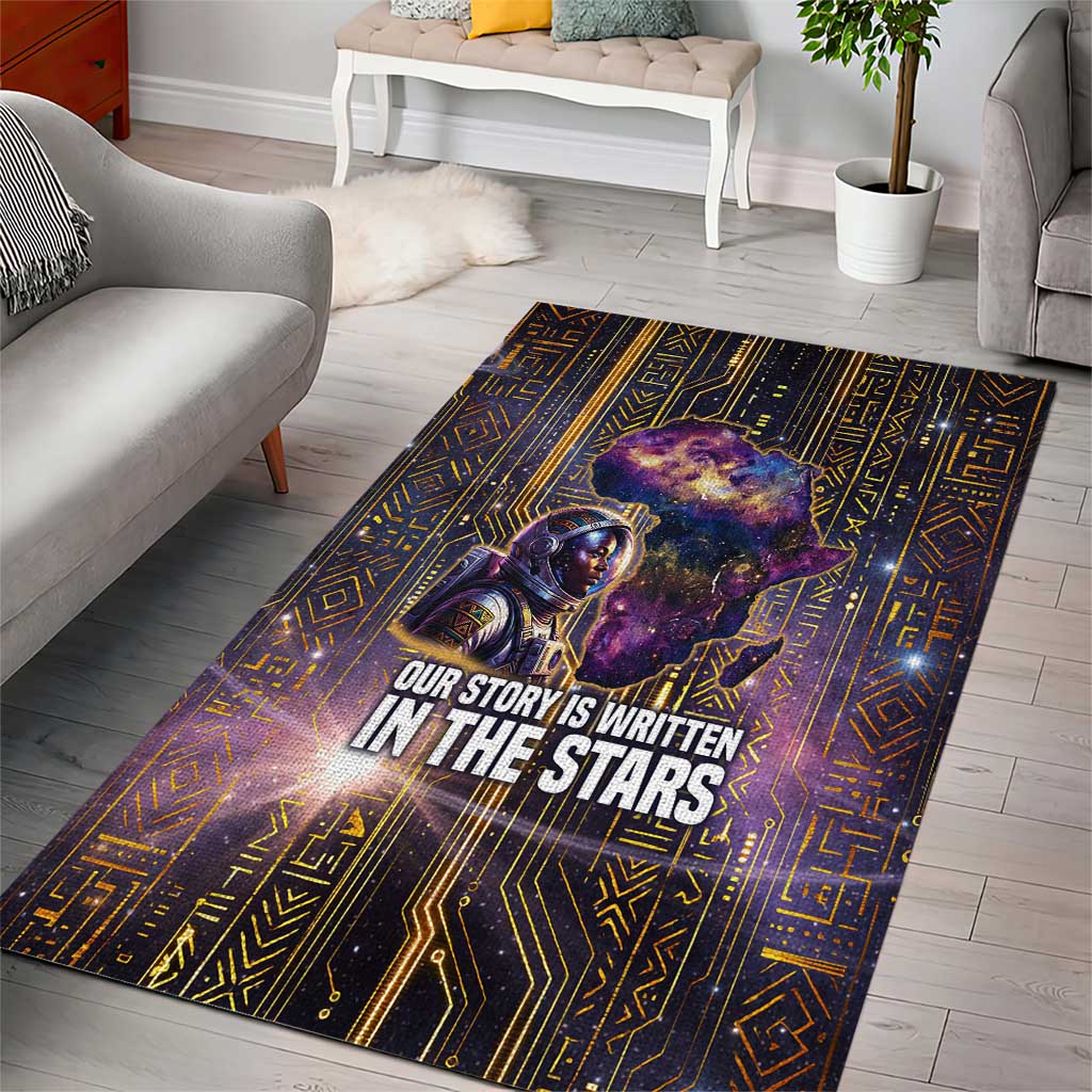 Afrofuturism Legacy Beyond Area Rug African Astronaut Galaxy Mask