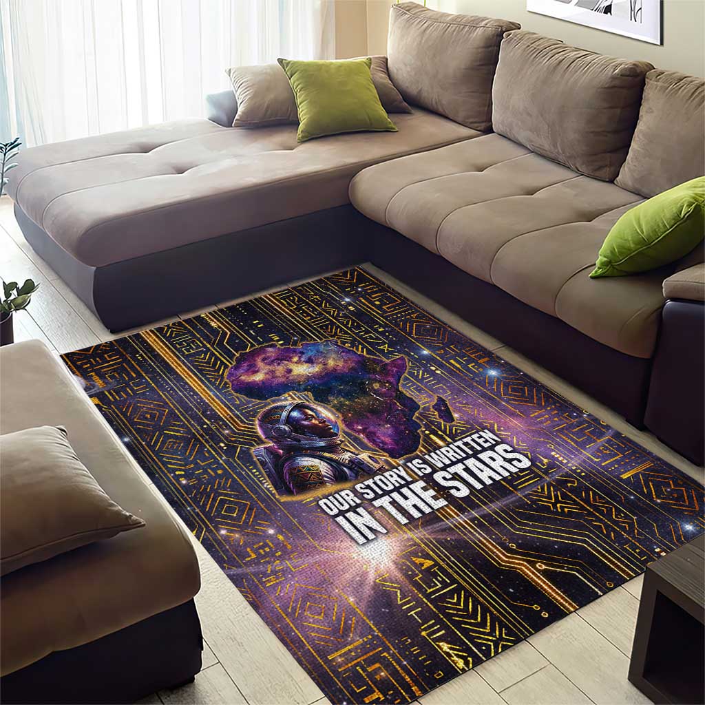Afrofuturism Legacy Beyond Area Rug African Astronaut Galaxy Mask