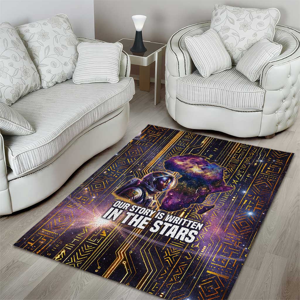 Afrofuturism Legacy Beyond Area Rug African Astronaut Galaxy Mask