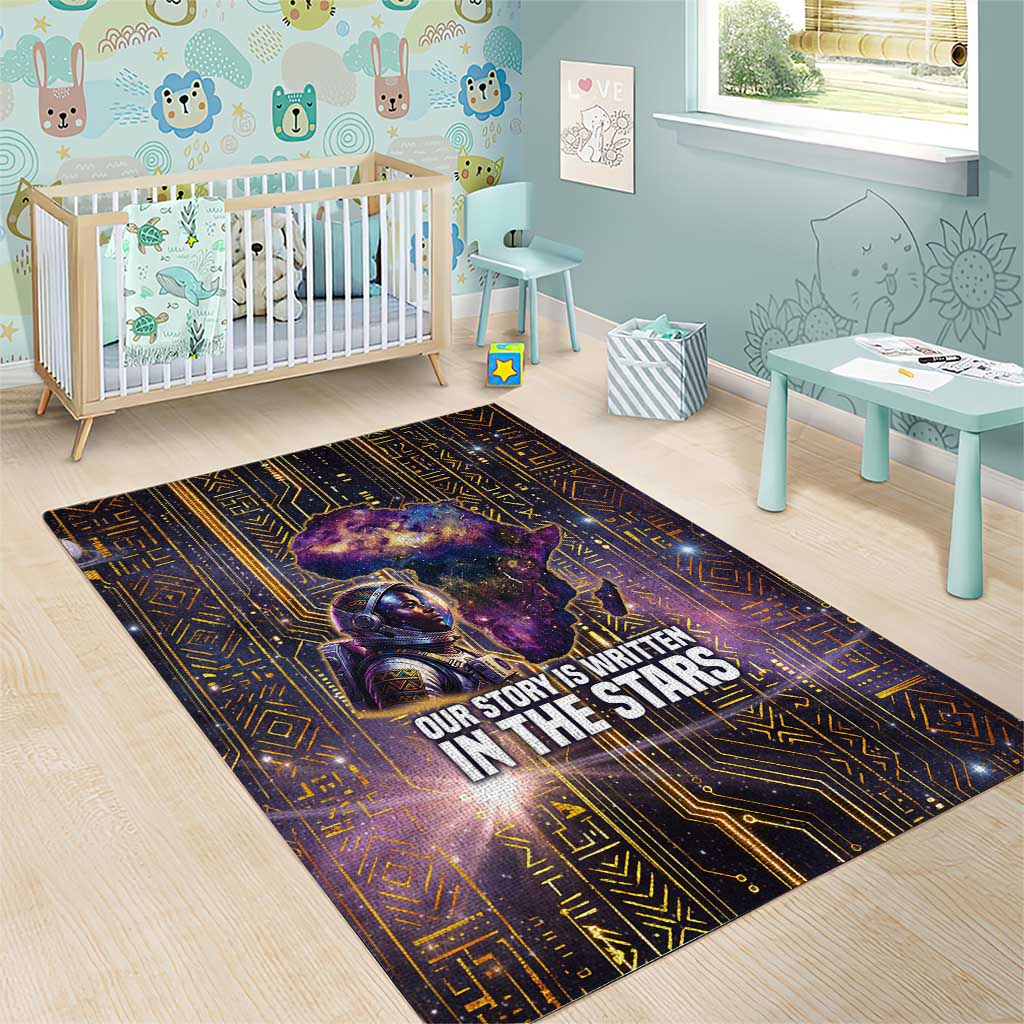 Afrofuturism Legacy Beyond Area Rug African Astronaut Galaxy Mask