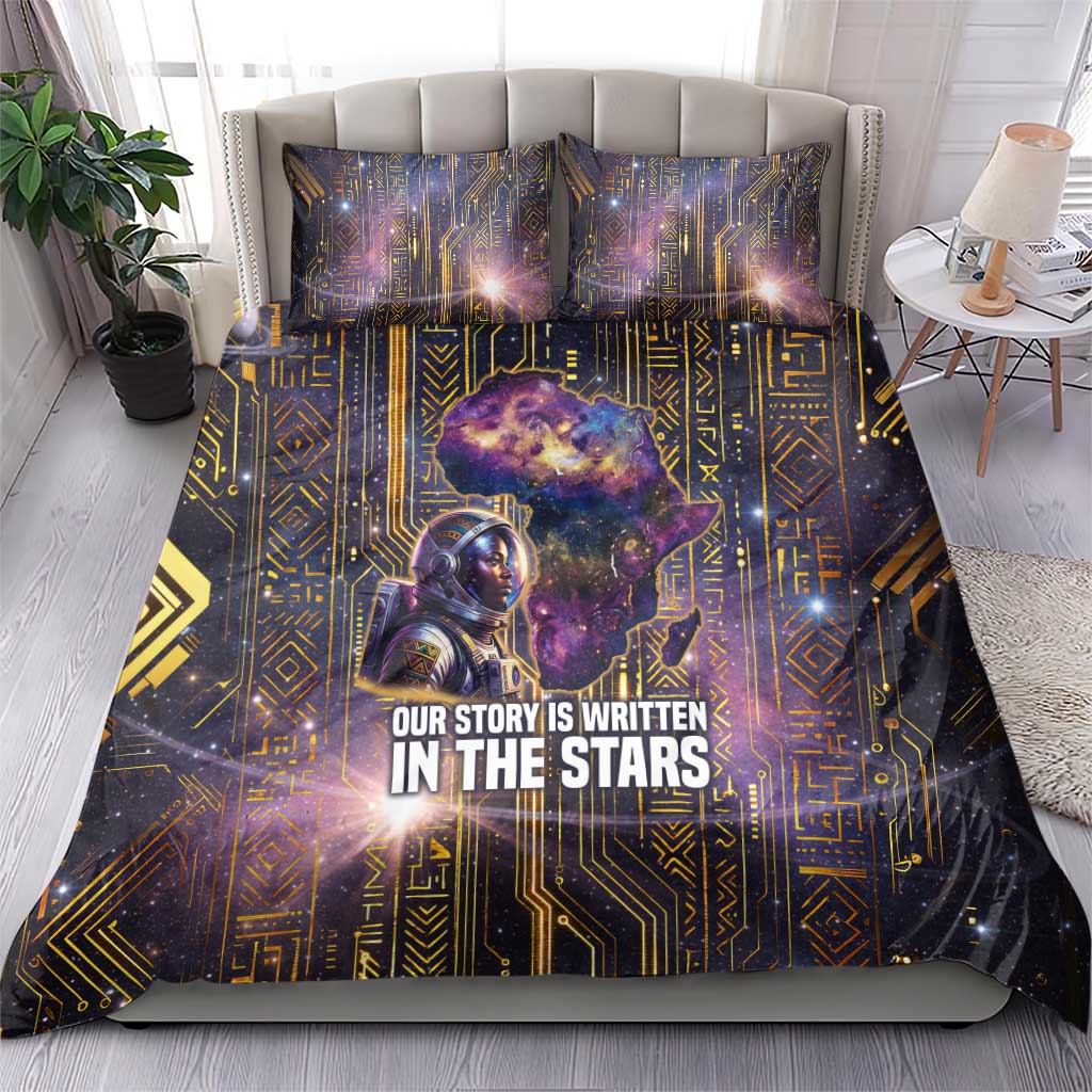 Afrofuturism Legacy Beyond Bedding Set African Astronaut Galaxy Mask
