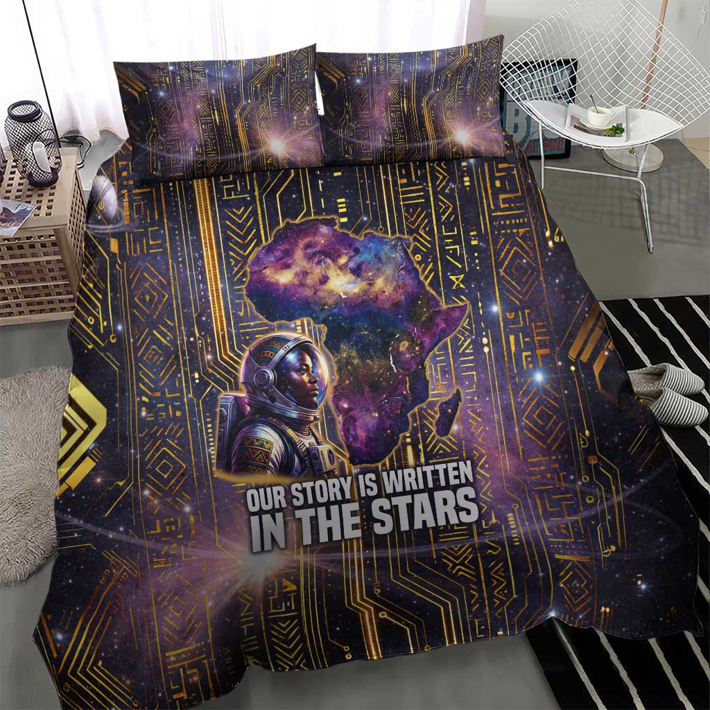 Afrofuturism Legacy Beyond Bedding Set African Astronaut Galaxy Mask