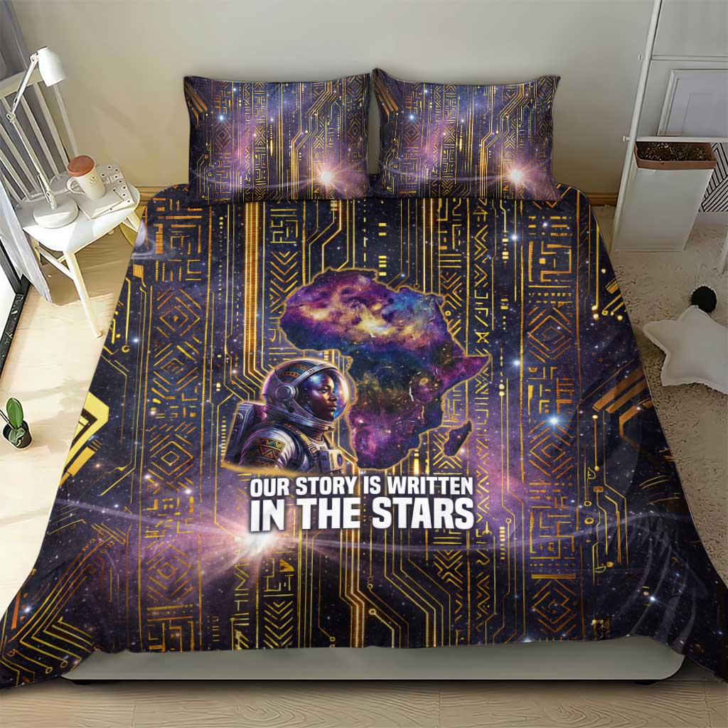 Afrofuturism Legacy Beyond Bedding Set African Astronaut Galaxy Mask