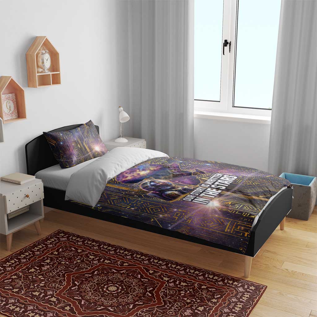 Afrofuturism Legacy Beyond Bedding Set African Astronaut Galaxy Mask