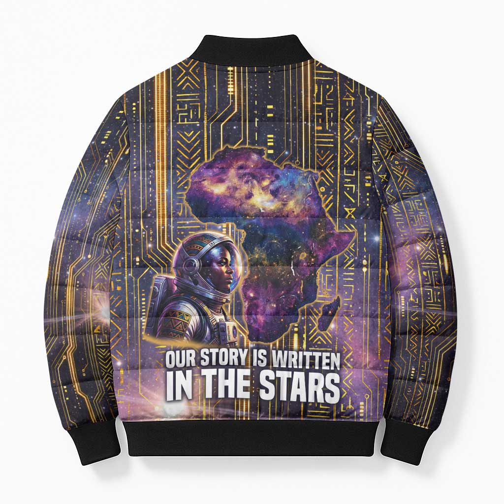 Afrofuturism Legacy Beyond Bomber Puffer Jacket African Astronaut Galaxy Mask