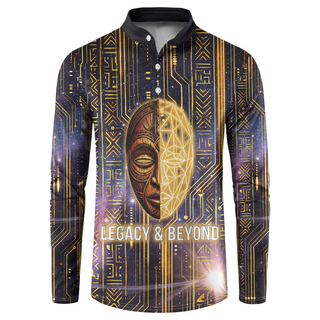 Afrofuturism Legacy Beyond Button Sweatshirt African Astronaut Galaxy Mask
