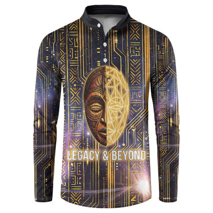 Afrofuturism Legacy Beyond Button Sweatshirt African Astronaut Galaxy Mask