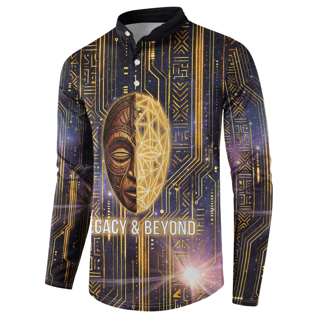 Afrofuturism Legacy Beyond Button Sweatshirt African Astronaut Galaxy Mask