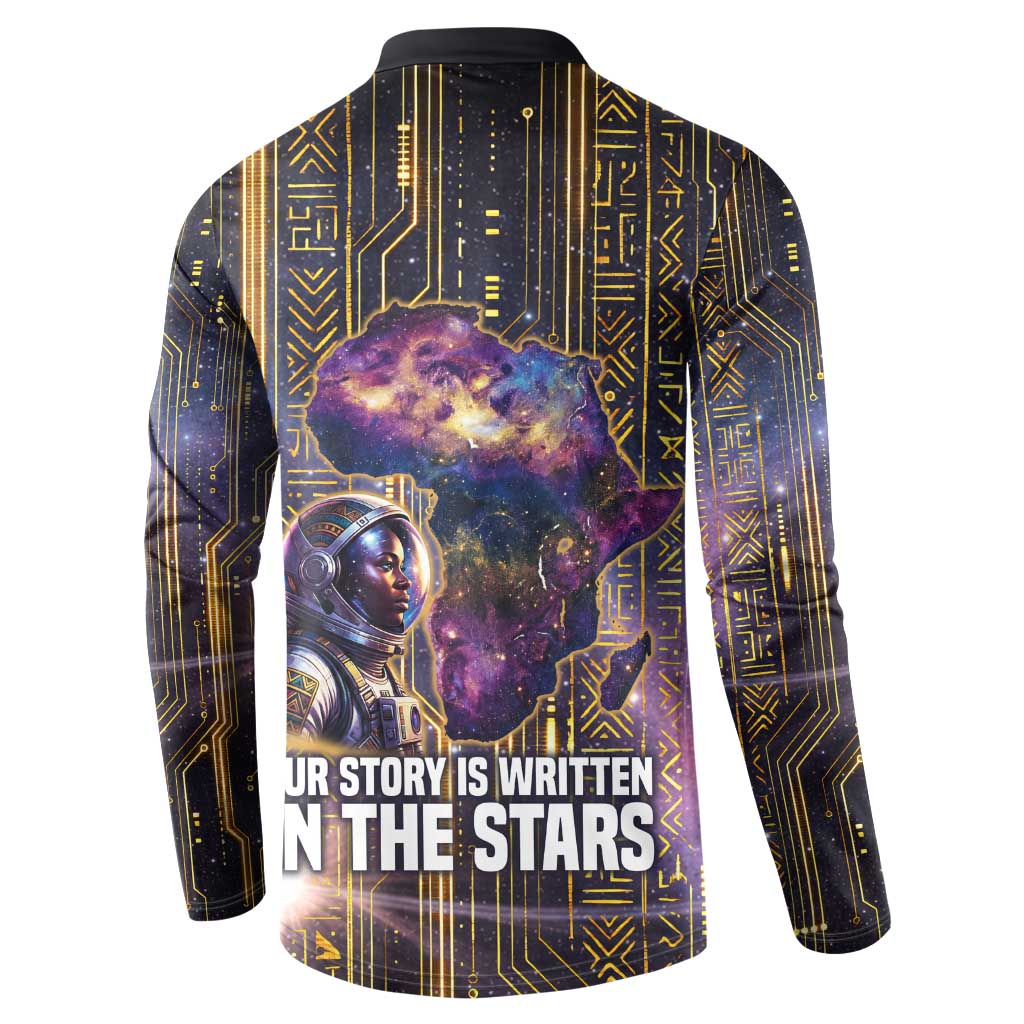 Afrofuturism Legacy Beyond Button Sweatshirt African Astronaut Galaxy Mask
